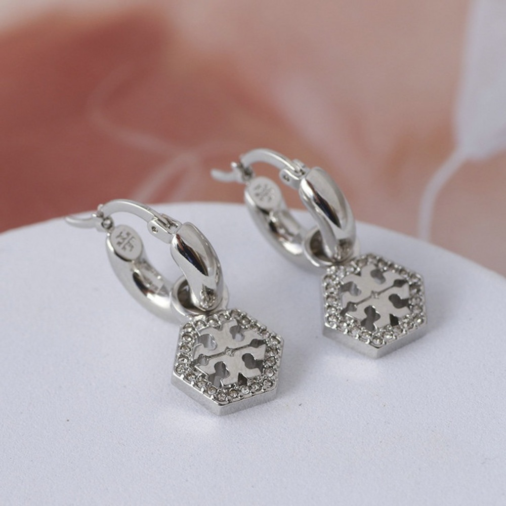 Tory Burch Elegant Silver Hoop Earrings